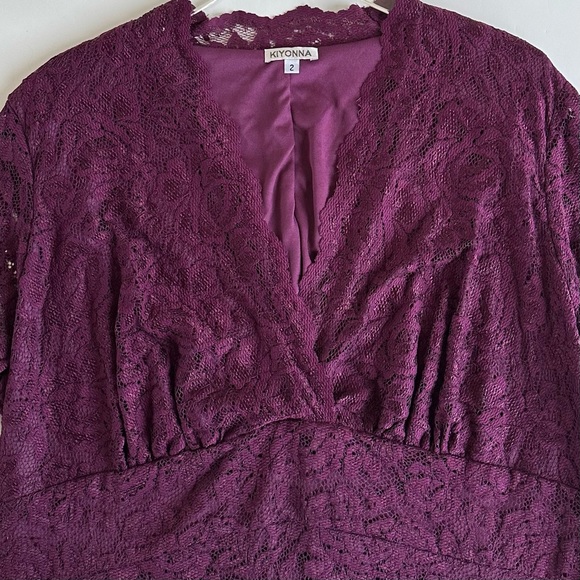 Kiyonna Plum Scalloped Lace Boudoir Dress Kiyonna Size 2 - 18/20 - Picture 5 of 12